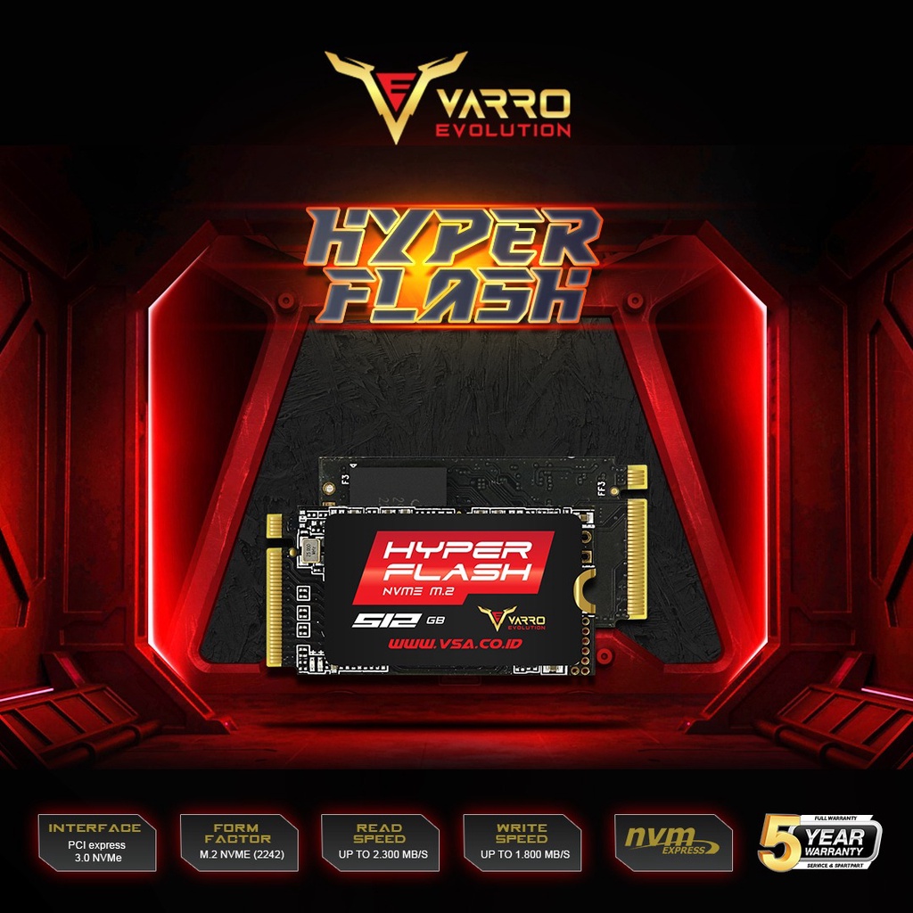 SSD VARRO NVME 512GB 2242 PCIe Gen3 x4 GARANSI RESMI 5THN