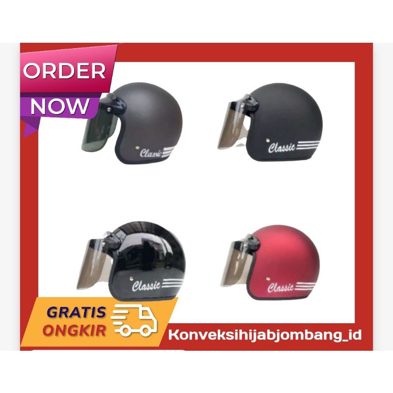 HELM BOGO GARIS POLOS KACA DATAR Bogo Classic Bogo Merah Doff Hiitam Doff Merah Glossy Hitam Glossy 