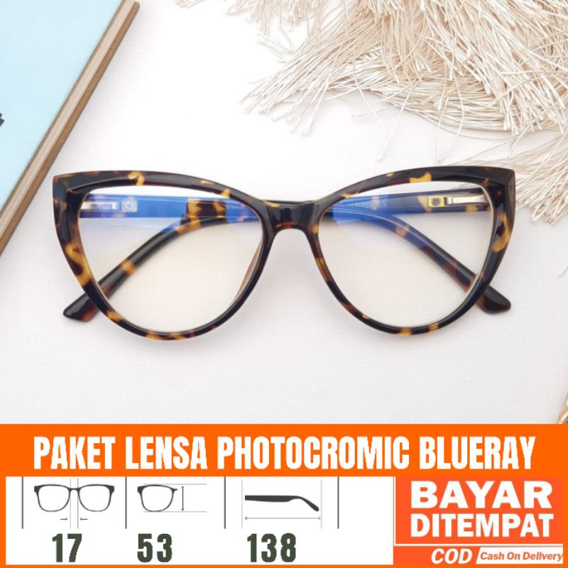 Paket Kacamata 6021 Lensa  Antiradiasi Photocromic Blueray