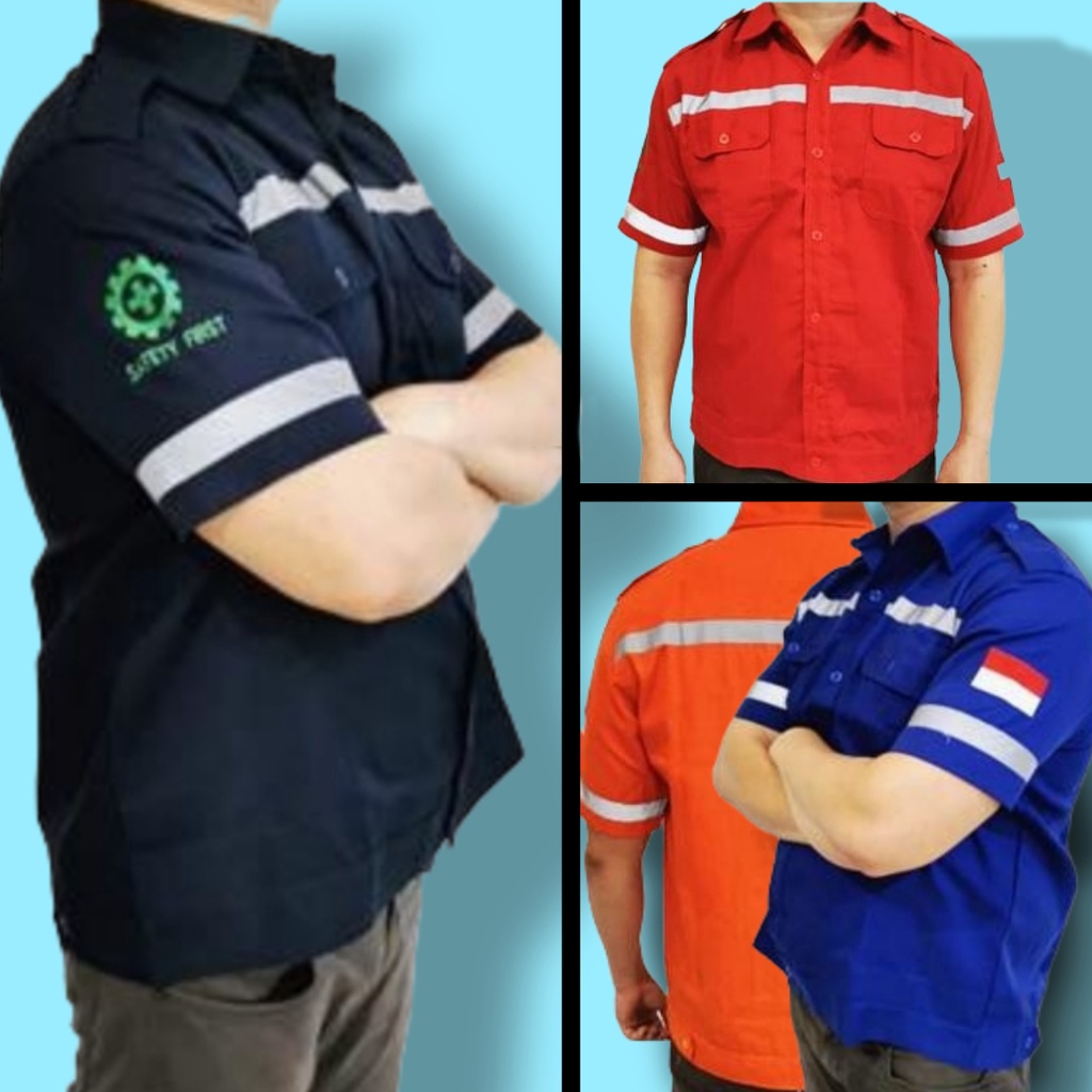 BAJU KERJA LENGAN PENDEK WEARPACK SAFETY BAJU LAPANGAN SAFEETY K3