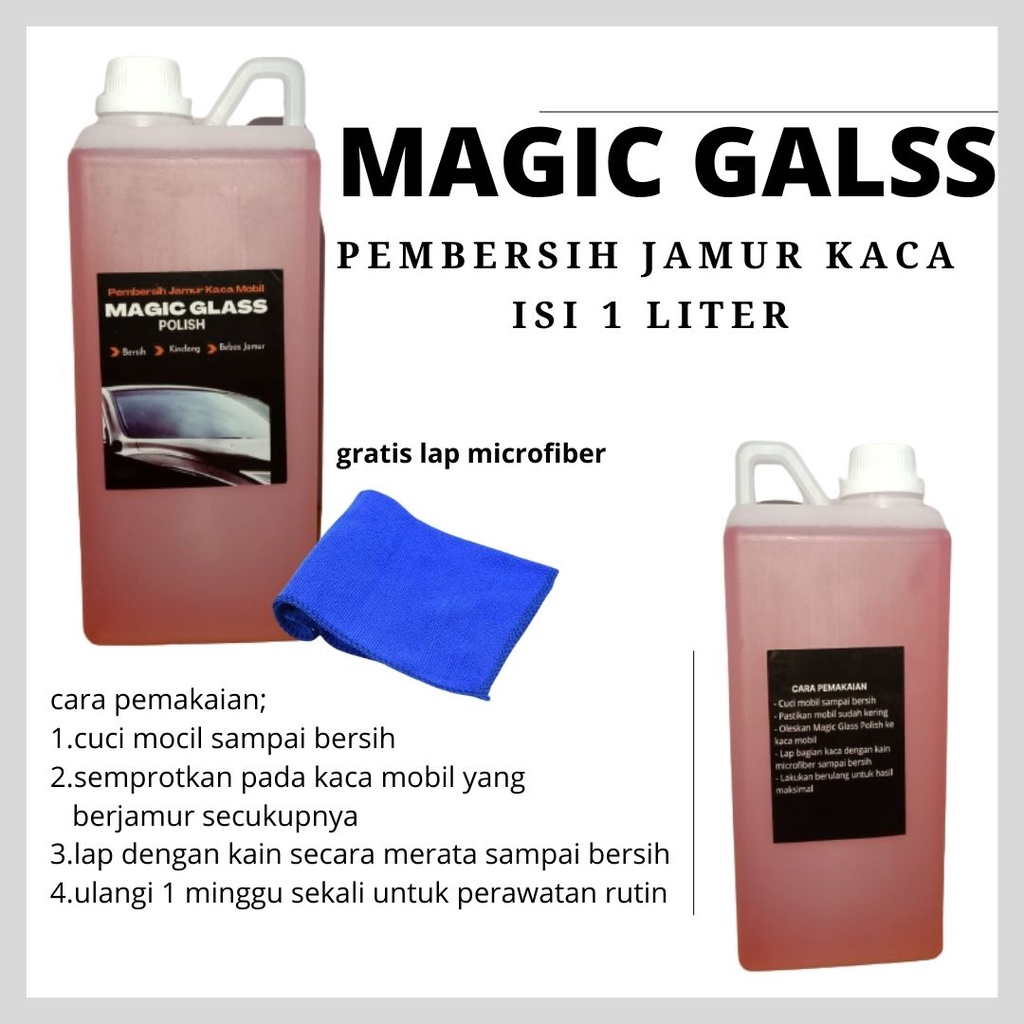 MAGIC GLASS PEMBERSIH JAMUR KACA MOBIL ISI 1 LITER GRATIS LAP MICROFIBER