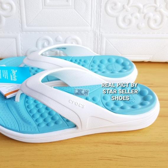 CROCS / SANDAL CROCS REVIVA FLIP ORIGINAL - putih tosca, 36