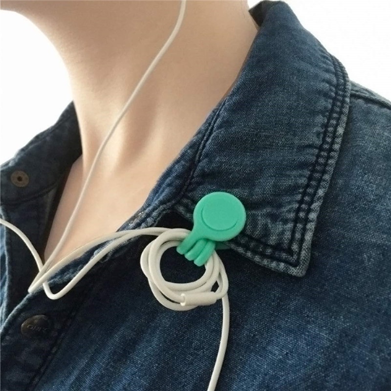 Klip Holder Penyimpanan Kabel Data Earphone Magnetik Bahan Silikon Lembut