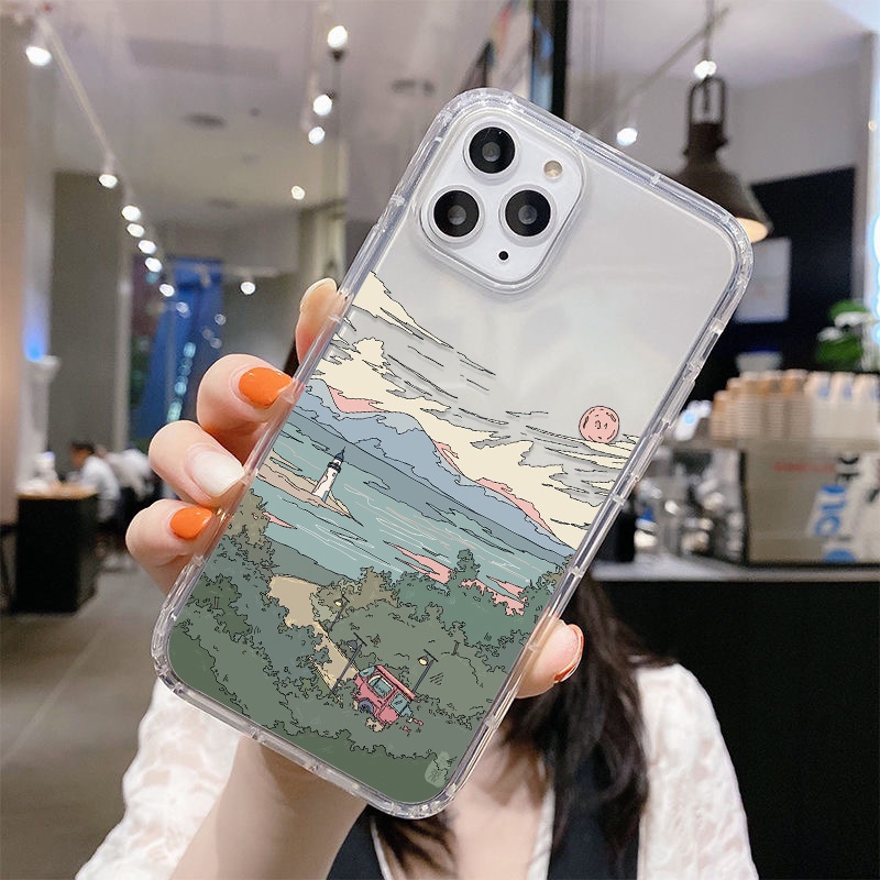 Casing Silikon OPPO Reno 6 6Z 6Pro Plus 6Lite 4SE 4F 4Lite 4Z 2F 2Z 5Z 5F 5Lite 5K 7Z 7SE 7Pro Motif Lukisan Pemandangan