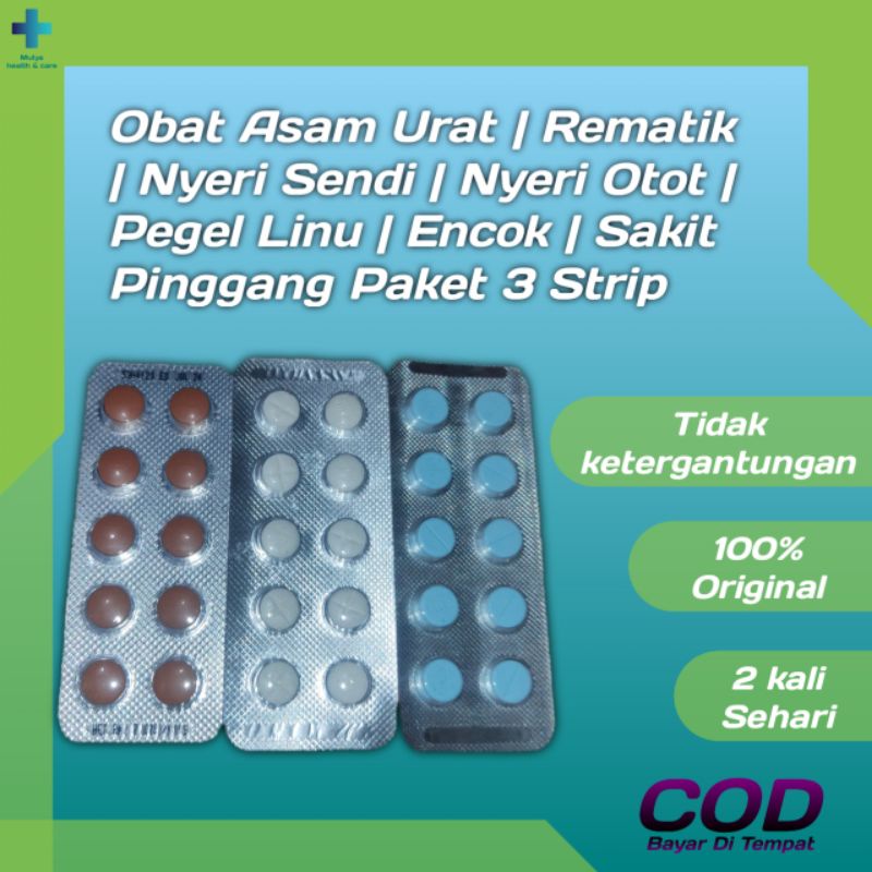 Obat Asam Urat Pegel Linu Rematik Kesemutan 1 Paket 3 Strip