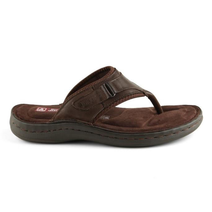 Jim Joker - Sandal Jepit Kulit Pria City 4ZA Cokelat Tua