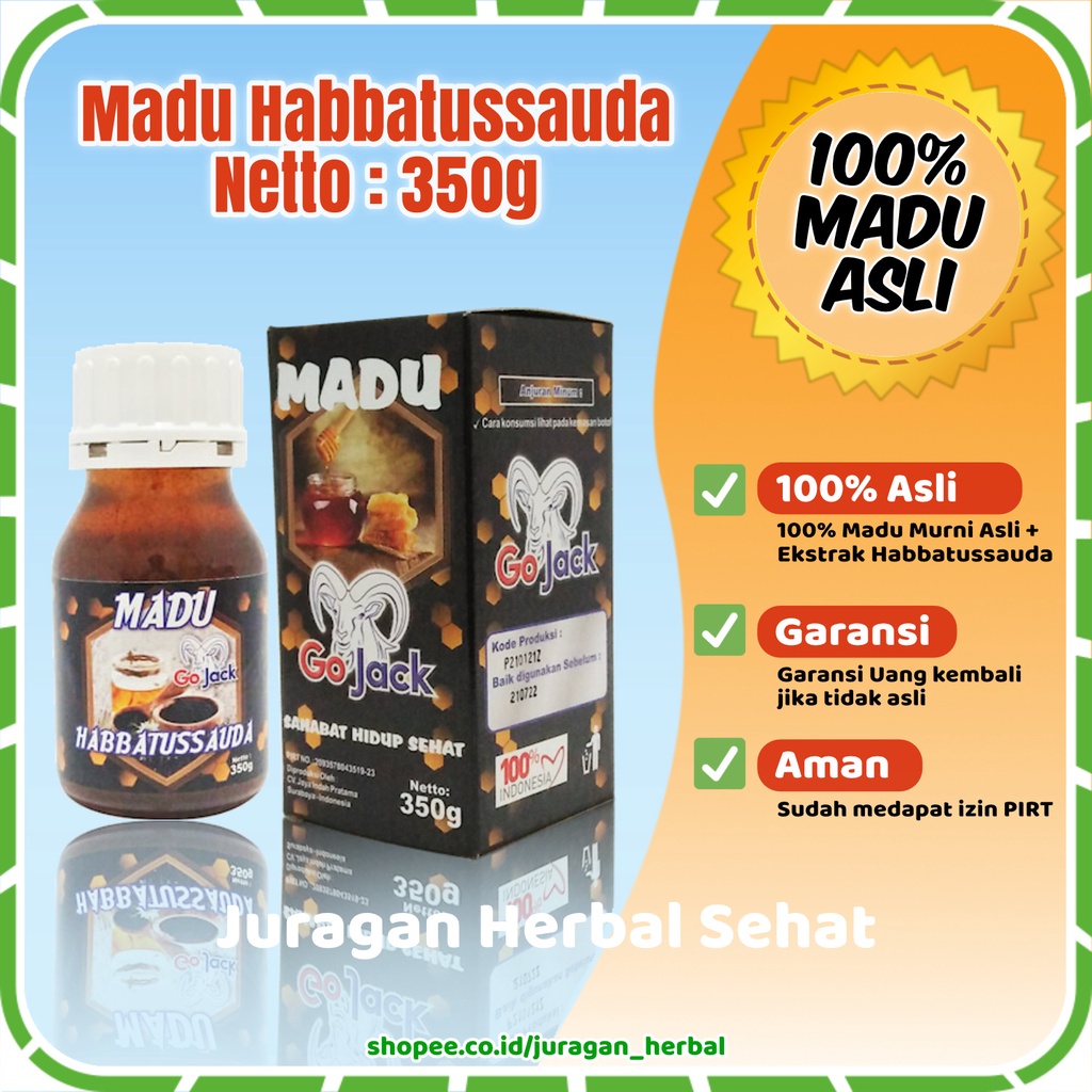 

Madu Habbatussauda Asli Sehat Alami JSR Herbal Habatusauda (Jintan Hitam) Go Jack Original Kemasan Botol 350g