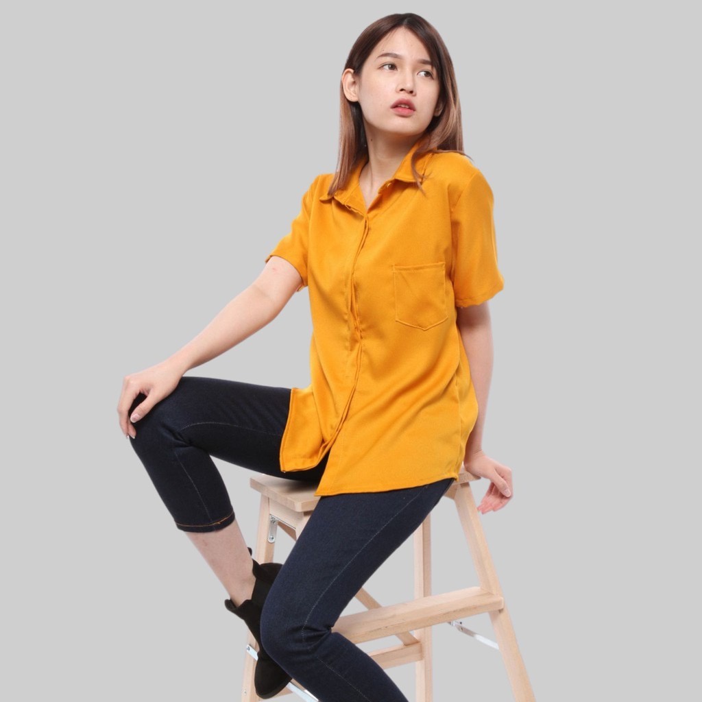 KEMEJA LINEN SINGLE POCKET UNISEX - ATASAN WANITA PRIA