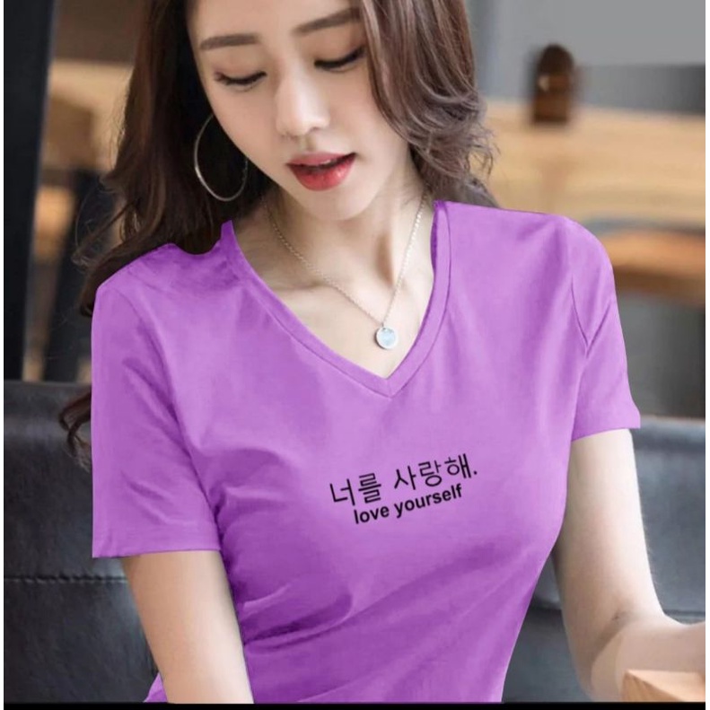 BAJU KAOS V NECK ATASAN WANITA/KAOS ATASAN WANITA/KAOS SPANDEK LEMBUT