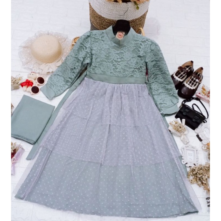 Gamis anak brokat umpak 1-12th/gamis mewah kondangan //gamis tyle brokat //gamis pesta