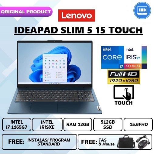 Laptop Lenovo Ideapad Slim 5 15 Touch CORE i7 1165G7 RAM 12GB SSD 512GB 15.6 inch