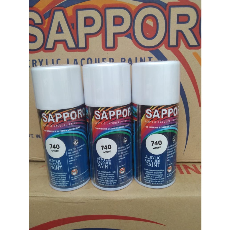 saporo acrylic lacquer paint pilok pilox sapporo 150ml saporo spray 150ml white 740 putih gloss glossy