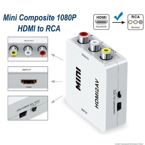 Converter Hdmi To RCA / Sambungan Hdmi Ke AV RCA Box / Jack Audio Vidio Adapter