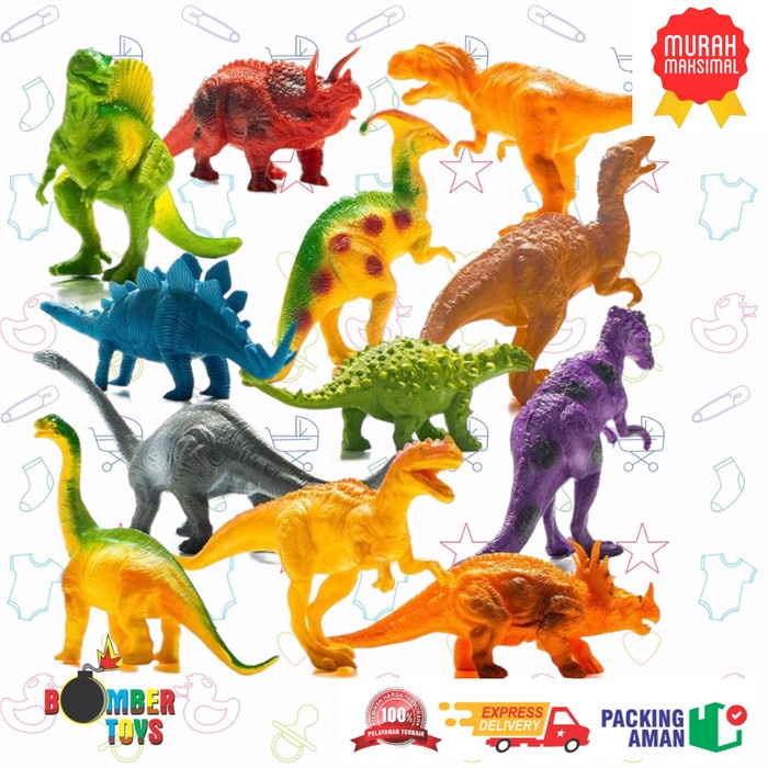 MAINAN ANAK HAPPY WORLD ANIMAL DINO DINOSAURUS MINIATUR Q601 KARET