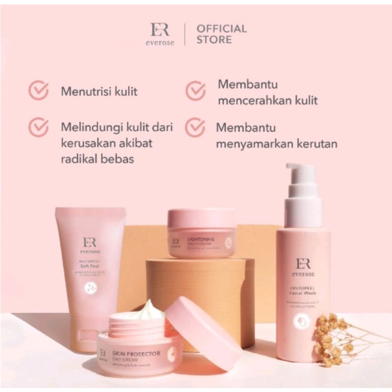 Everose Essential Series Starter Kit Paket / Satuan Facial Wash / Soft Peel / Day Cream / Night Cream Essentials Series