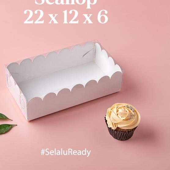 

[Digipack] Scallop White Cake Box 22 x 12 x 6 | Kotak | Dus Kue