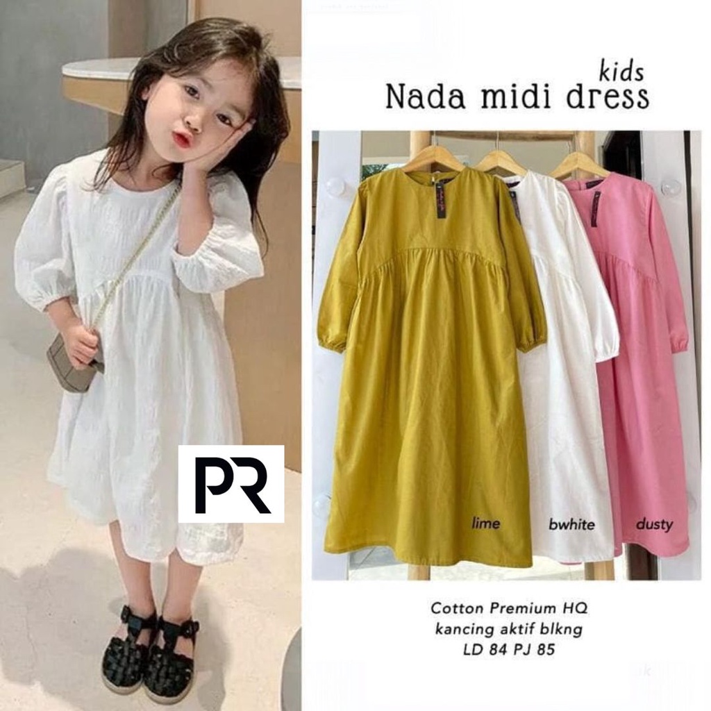 NADA MIDI DRESS KIDS/ BAJU ANAK/ ATASAN ANAK MURAH/ 8-10 TAHUN