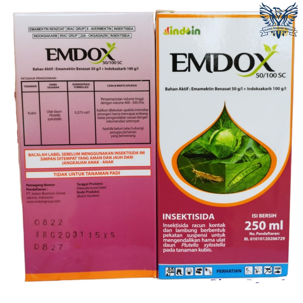 Emdox 50/100SC 250ML Bahan Aktif Emamektin Benzoat 50g/l + Indoksakarb 100g/l Insektisida racun kontak dan lambung Emacel Ammate