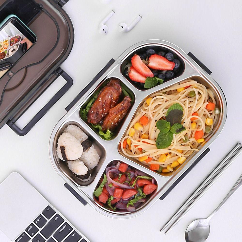 R-FLOWER Lunch Box Microwavable Untuk Pelajar Pekerja Kantor Anti Bocor Dengan Sendok Wadah Makanan