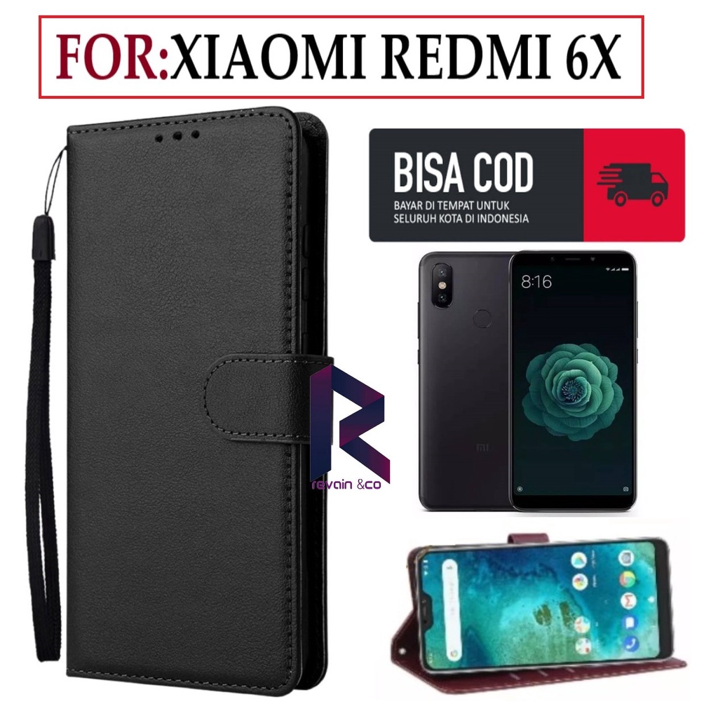 CASE XIAOMI REDMI 6X FLIP WALLET LEATHER KULIT PREMIUM SARUNG BUKA TUTUP KESING HP FLIP CASE XIAOMI REDMI 6X