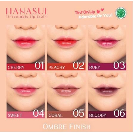 ^ KYRA ^ Hanasui Liptint Tintdorable Lip Stain Dengan Vitamin E Hydrolized Milk Protein Lip Tint - Net 3.5 g