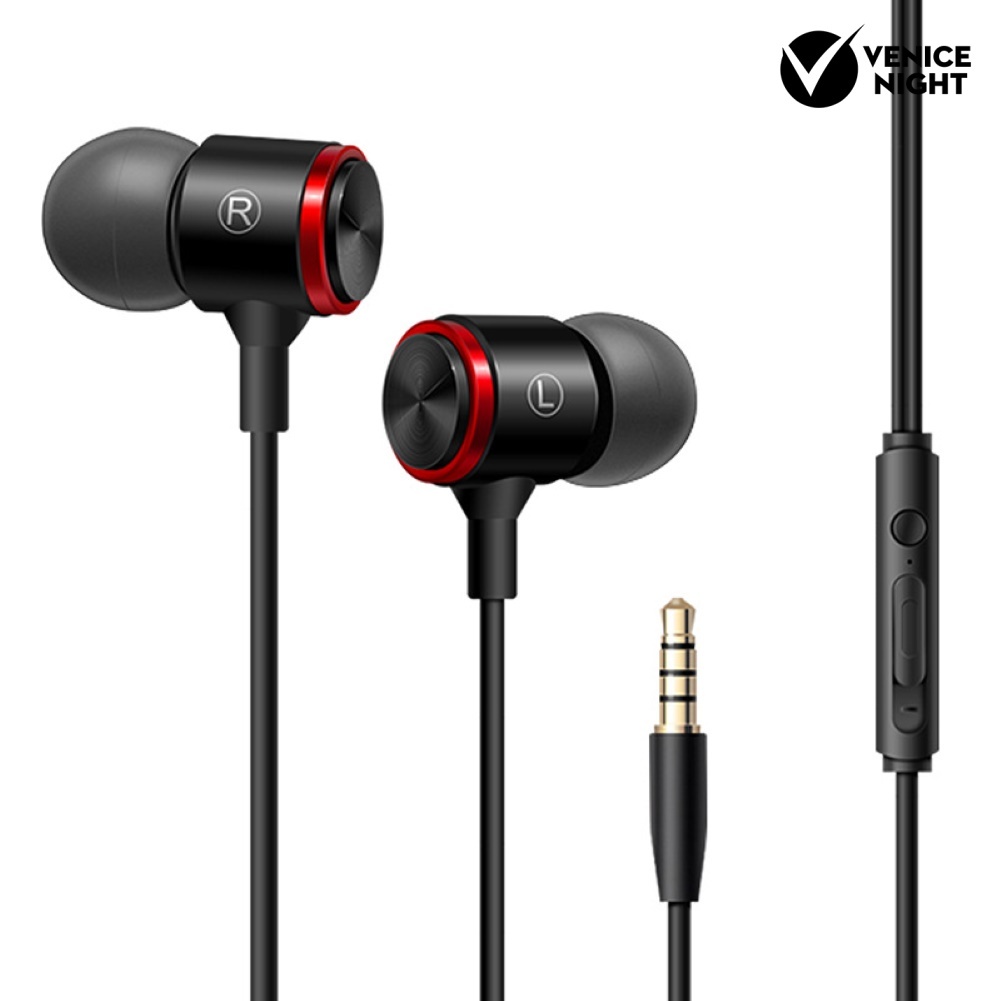 (VNEP) (Berkabel) 3.5mm Stereo Deep Bass Earphone In-ear Music Headset dengan Line Control Mic