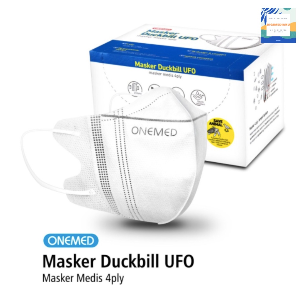 Masker Duckbill UFO Duckbill Masker Karet Medis Duckbill UFO Putih 4ply OneMed Box Isi 30 Lembar