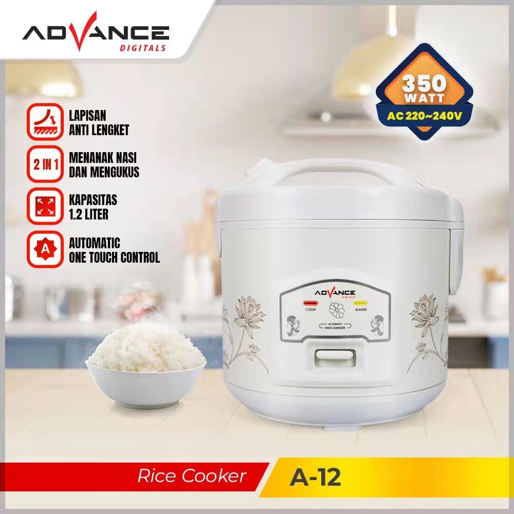 Penanak Nasi * Advance Rice Cooker A12 * Magic Com 1.2 Liter * Anti Lengket