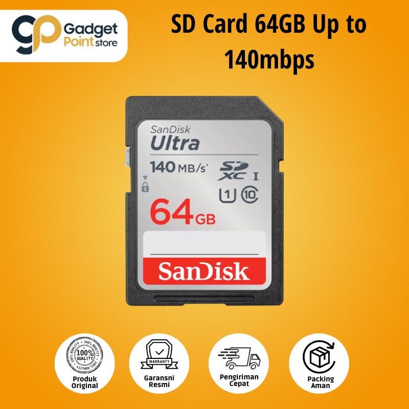 SanDisk Ultra SDXC UHS-I SD Card 64GB 128GB Class 10 up to 140MBps Original - Garansi Resmi