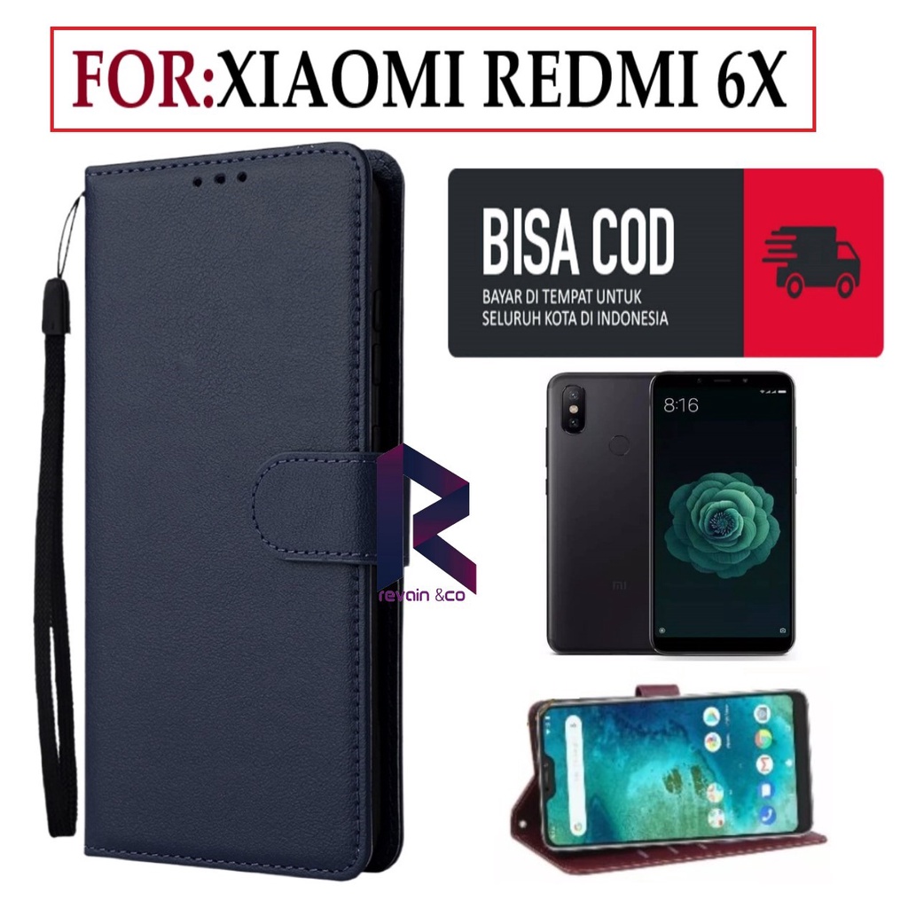 CASE XIAOMI REDMI 6X FLIP WALLET LEATHER KULIT PREMIUM SARUNG BUKA TUTUP KESING HP FLIP CASE XIAOMI REDMI 6X