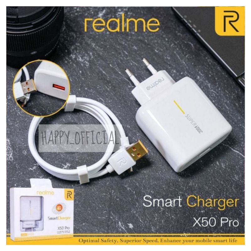 TC CHARGER REALME X50 PRO 65W 1USB MICRO &amp; TIPE C ORIGINAL 100%