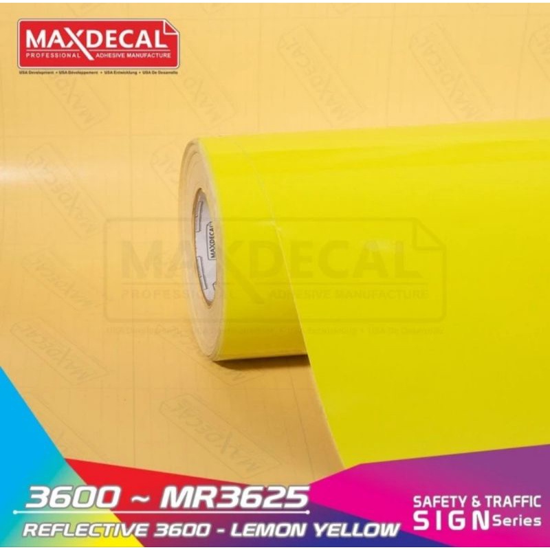 STICKER MAXDECAL REFLECTIVE LEMON YELLOW / kuning muda lemon 3600 MR3625 Meteran