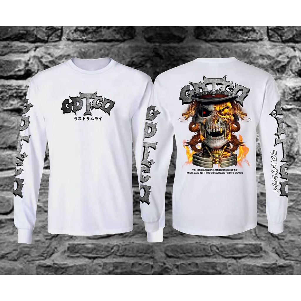 Baju Kaos Lengan Panjang Pria Terbaru/ Kaos Distro Pria/Kaos Tengkorak Putih Terbaru /Kaos Anime Jep