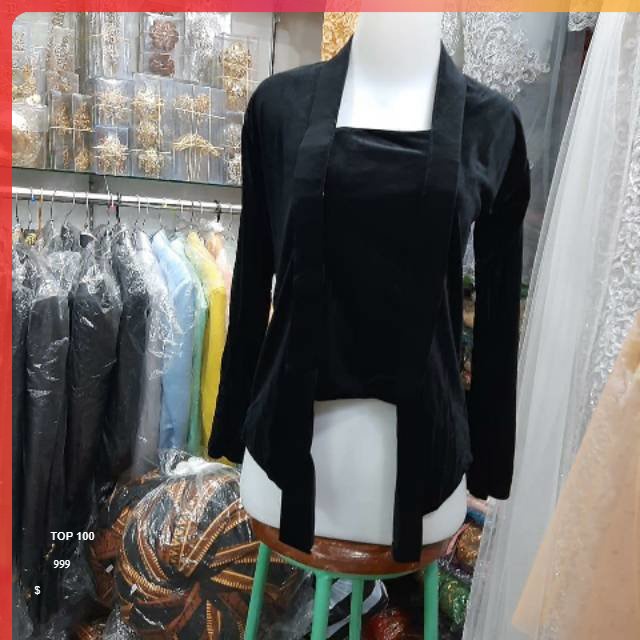 Kebaya kutu baru bludru polos hitam Kebaya Bludru