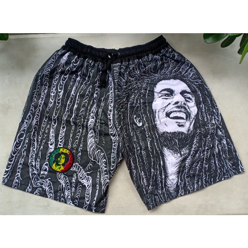 celana pendek rasta black bob marley reggae