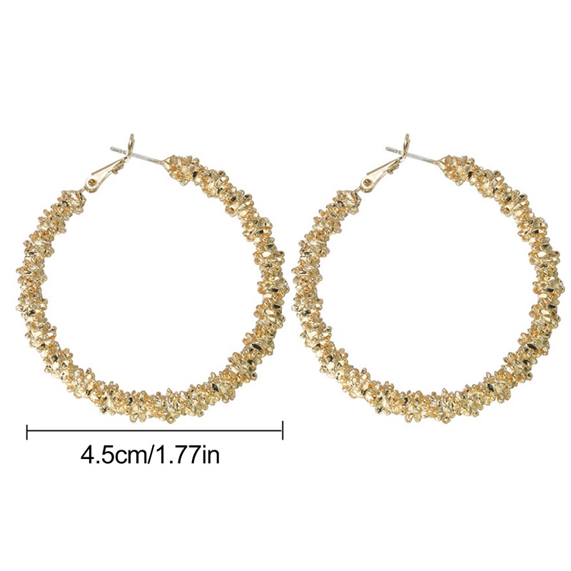 Fancyqube Anting S925 Sterling Silver Needle Bentuk Lingkaran Besar Warna Emas Gaya Retro Korea