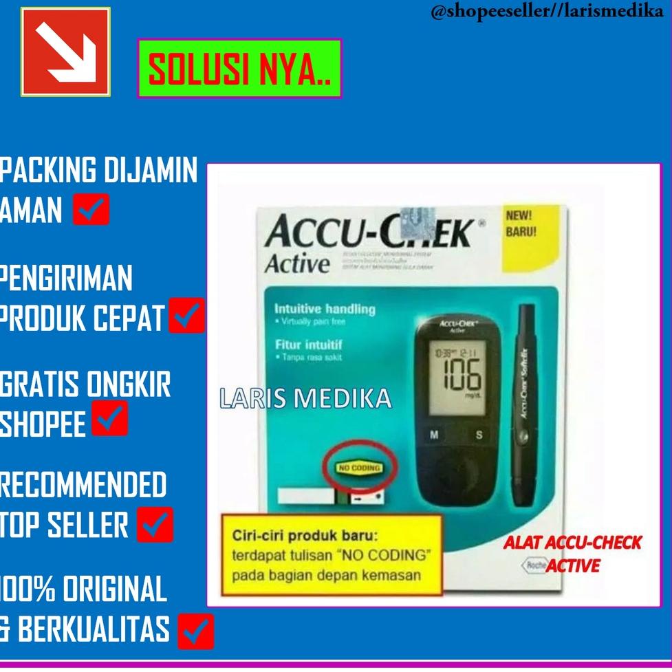 NEW 9639 ALAT ACCU-CHECK ACTIVE ORIGINAL / ALAT CEK GULA DARAH ACCU CHECK ACTIVE / ACCU-CHECK / ACCU CHECK Alat Tes Cek Gula Darah Accu-Chek Accu Check Accucheck Active / Cek Gula Darah ヹ