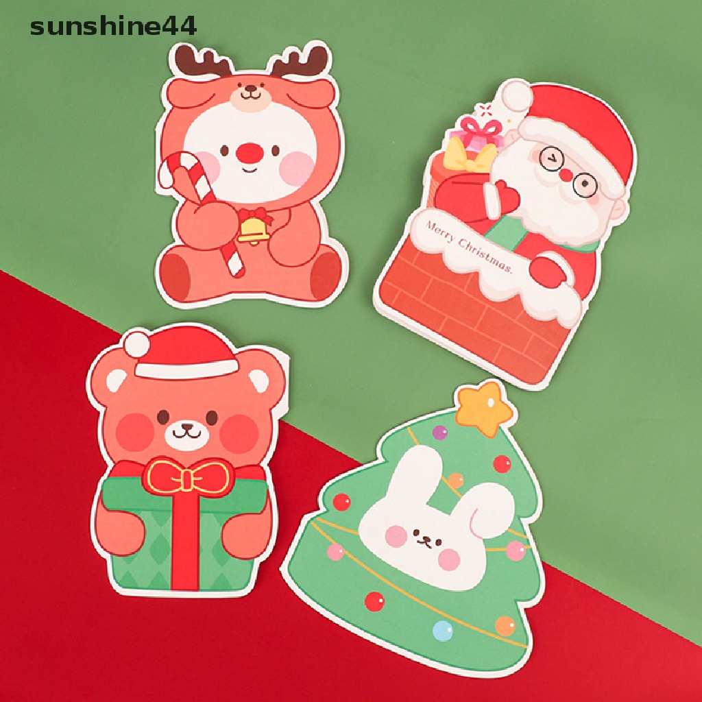 Sunshine 5Pcs Kartu Ucapan Selamat Natal / Tahun Baru