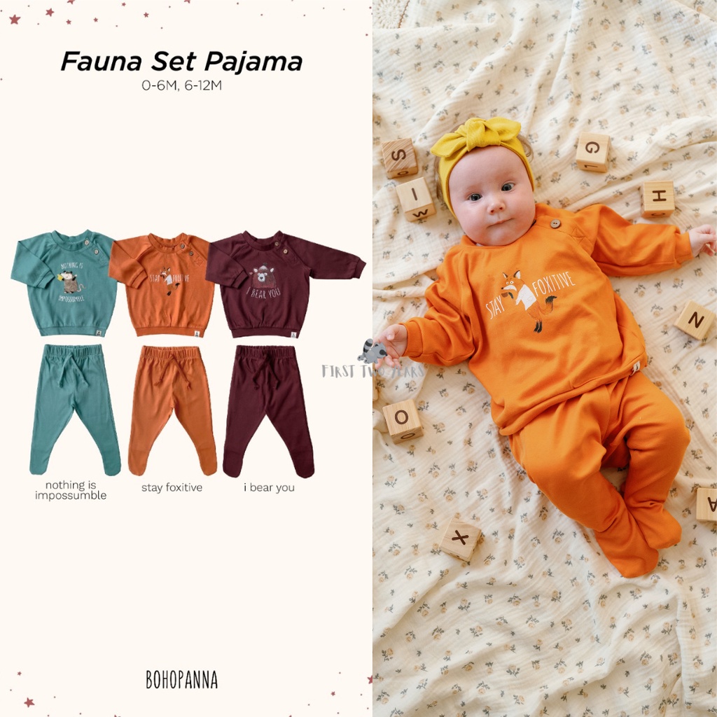 Bohopanna - Fauna Set Pajama / Setelan Baju Tidur Bayi Unisex