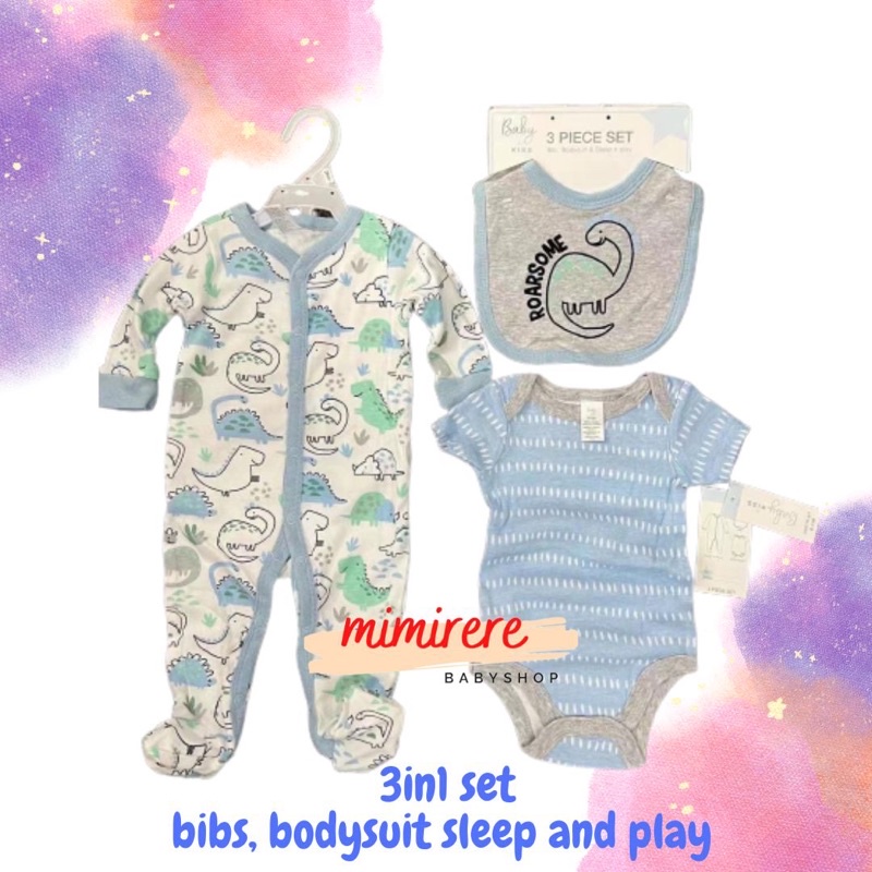 3in1 set Bibs Sleep and Play | Sleepsuit Jumper Slabber