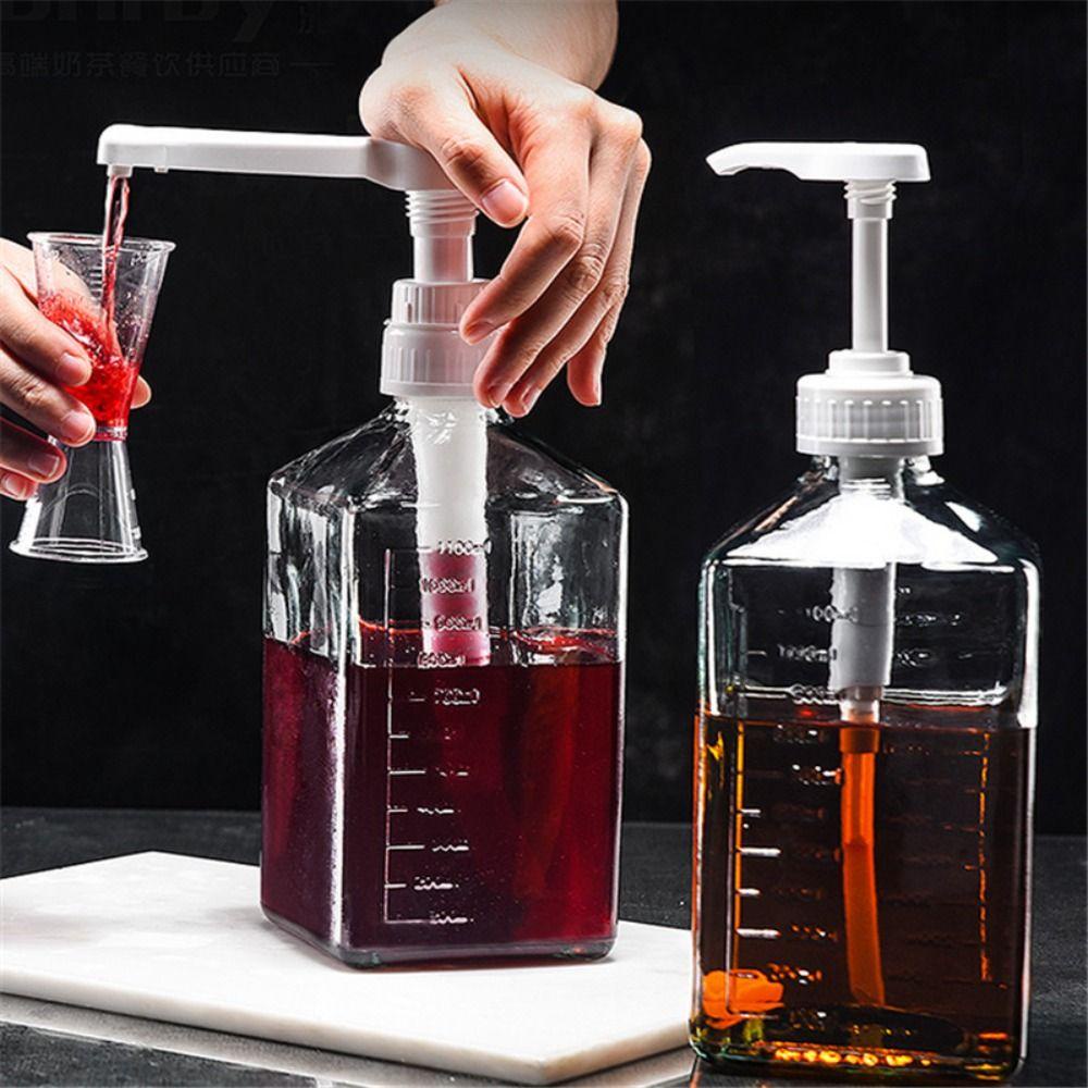 【 ELEGANT 】 Syrup Bottle Glass Multi Use with Hydraulic Pump Bathroom Refillable Softener Syrup Botol Penyimpanan Rumah