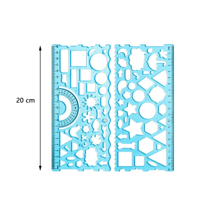 2pcs / Set Penggaris Cetakan Stensil Hollow Kreatif Multifungsi Untuk Pelajar