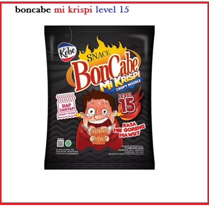 Snack Boncabe Mi Krispi Rasa Mi Goreng Mawut siap makan Level 15 kemasan 30g dan 12g