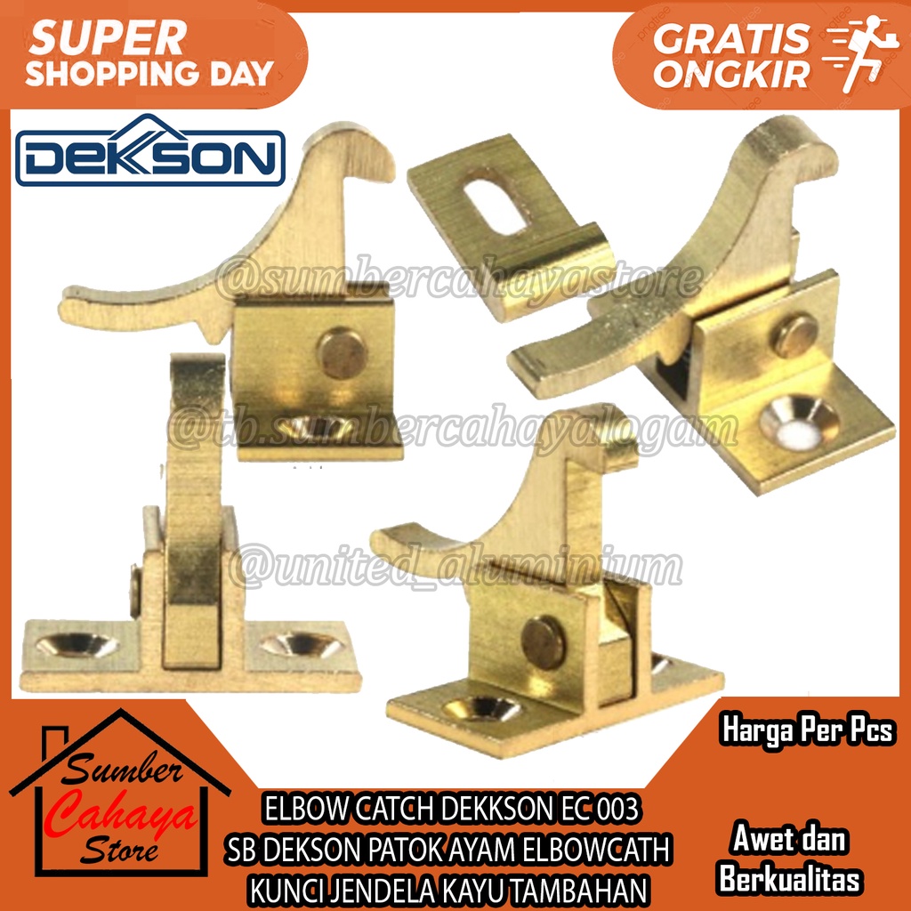 ELBOW CATCH DEKKSON EC 003 SB DEKSON PATOK AYAM ELBOWCATH KUNCI JENDELA KAYU TAMBAHAN PENGAIT KAIT P