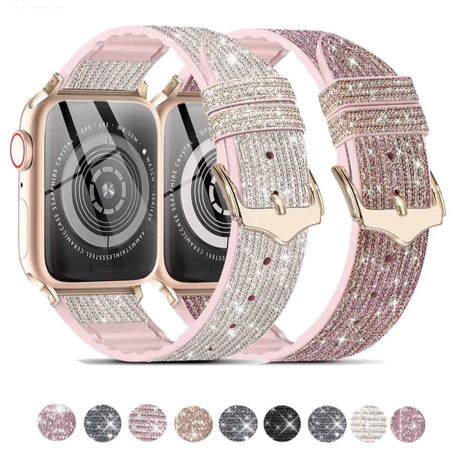 Strap Apple Watch Silikon glitter Glistening Series 1 2 3 4 5 SE 6 7 8 Ultra