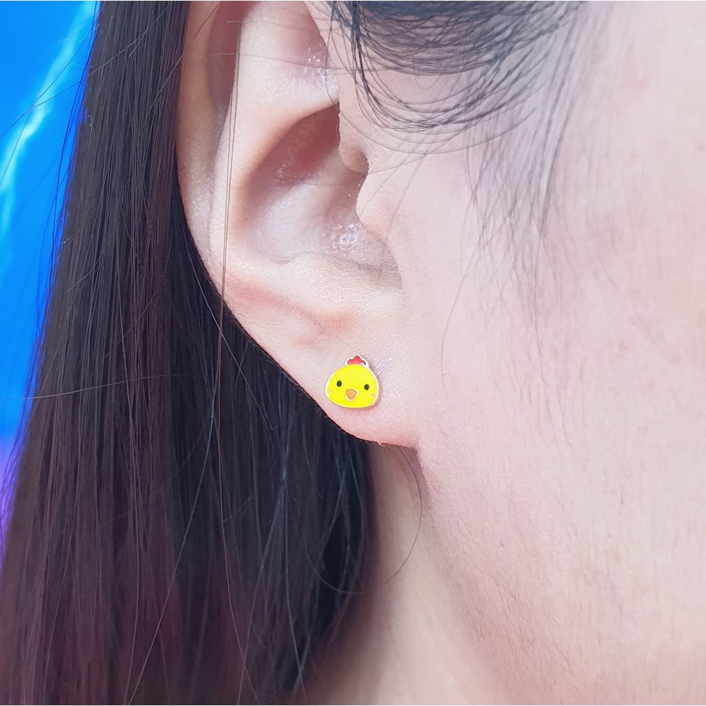 Giwang putar/Anting Toge / Anting anak 375/8k  Anak Dewasa warna poles dan putih kadar 375/ 8k Emas Asli | NEWBORN KIDS BABY EARINGS REAL GOLD