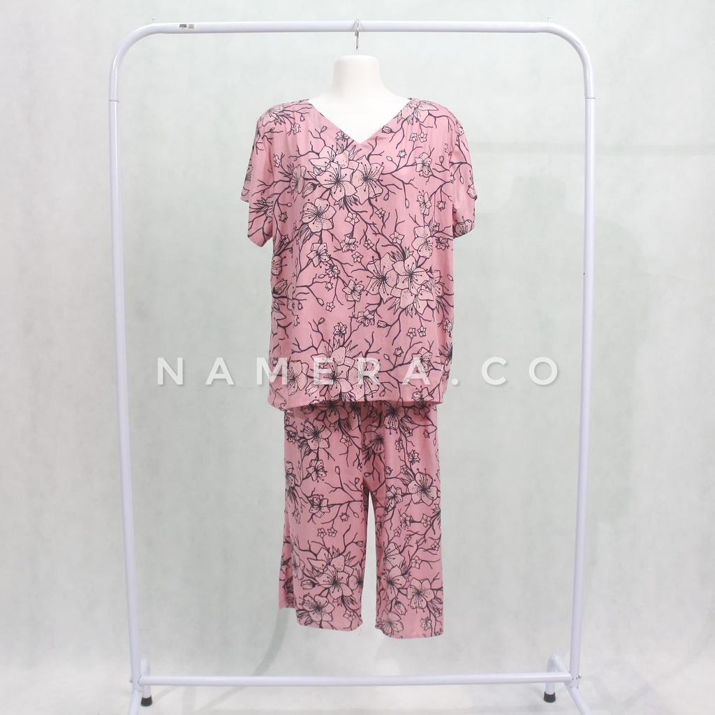 One Set Wanita | Piyama Vneck Celana 7/8 | Setelan Baju Wanita | Baju Tidur Wanita