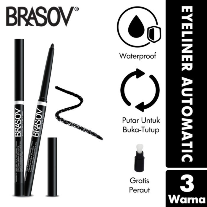 BRASOV Pensil Eyeliner Putar Netto 0.35 G Waterproof Automatic Eye Liner/eyeliner spidol murah/eyeliner kekinian