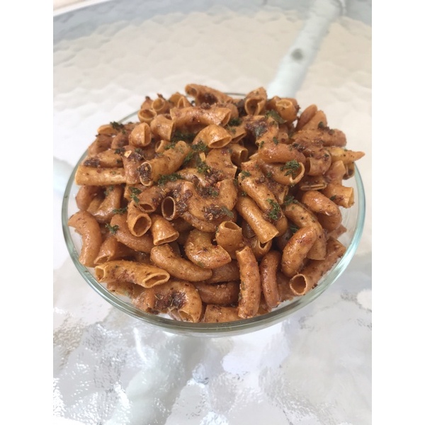 

Makaro bantat pedas gurih kriuk daun jeruk