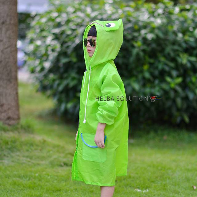 Jas Hujan Anak Perempuan Laki Laki TK SD 4 5 6 7 8 Tahun Mantel Hujan Hoodie Terusan All Size Karakter Kartun